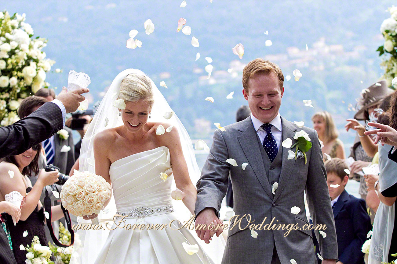 happy couple just married at villa carlotta lake como